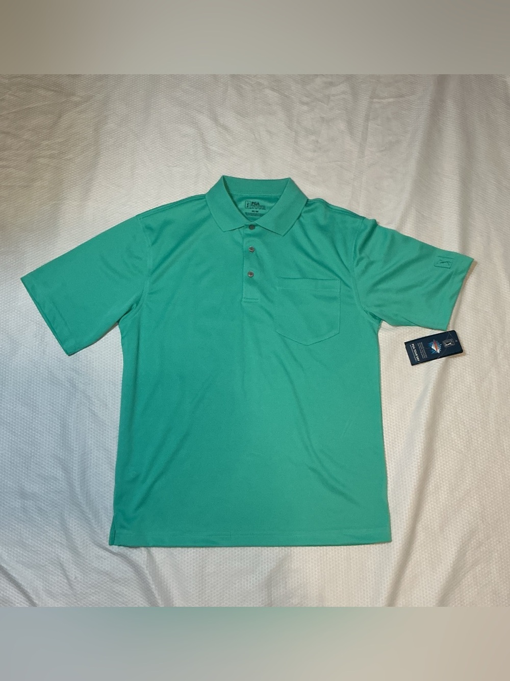 PGA Tour Men’s Teal Green Polo with Chest Pocket